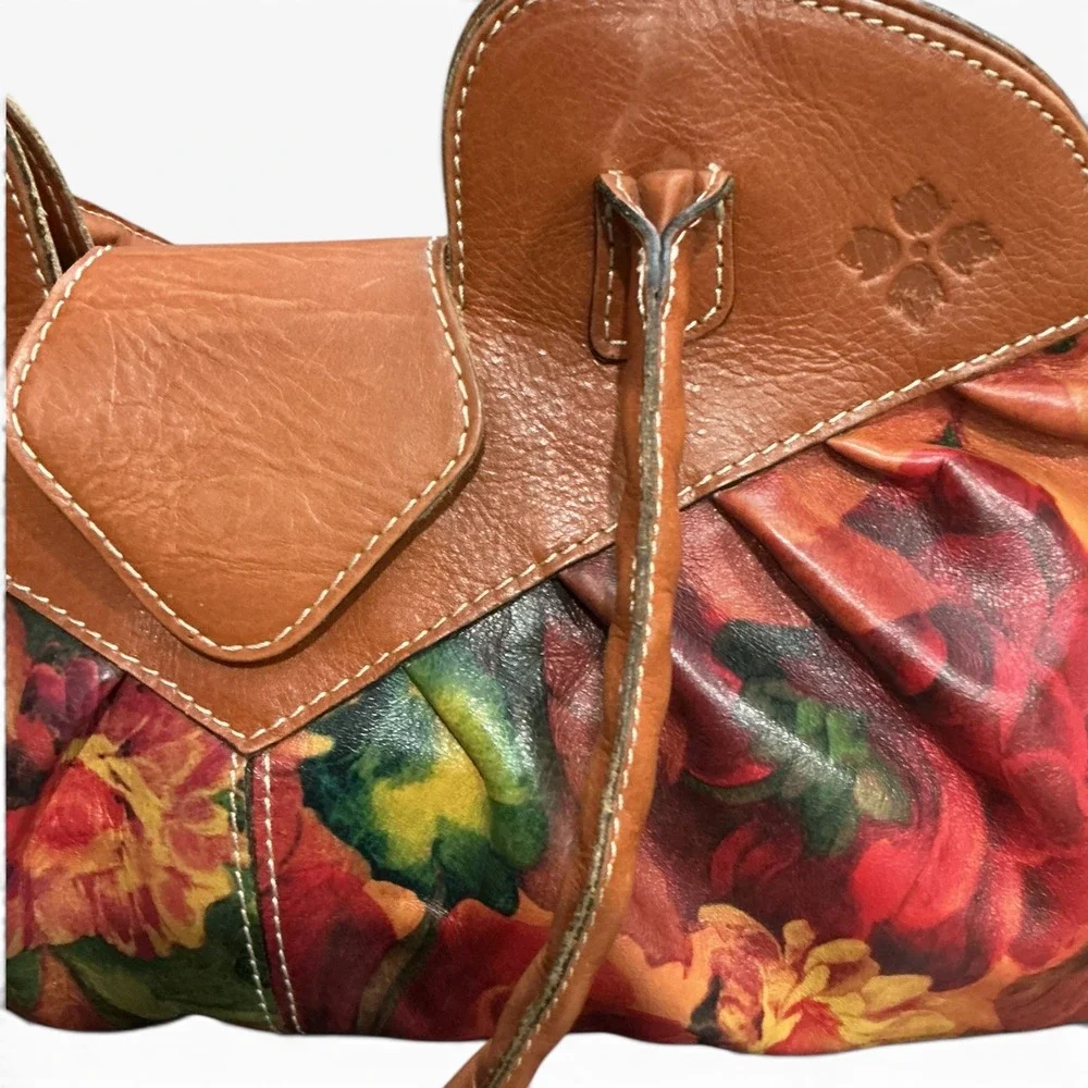 Patricia Nash Lionel Satchel XL Leather Floral Print Shoulder Bag  Purse